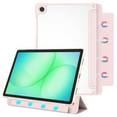 Imagem de E NET-CASE Capa magnética destacável para Samsung Galaxy Tab A11 Plus 2025/ A9 Plus 2023 de 11 polegadas (SM-X236B/SM-X210/X215/X216), traseira transparente, à prova de arranhões, fácil de retirar e