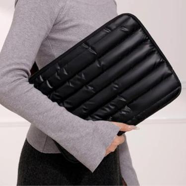 Imagem de Bolsa Para Notebook Premium Metalizada Capa Protetora Acolchoada Macia À Prova De Choque Carteira Porta Documento(Notebook Preto)