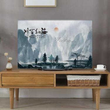 Imagem de WMLTZFUS Capa de TV para TV à prova de poeira à prova de sol interna, decoração de arte LED LCD televisão, protetores de tela de computador, proteção contra arranhões, lavável na máquina, sala de