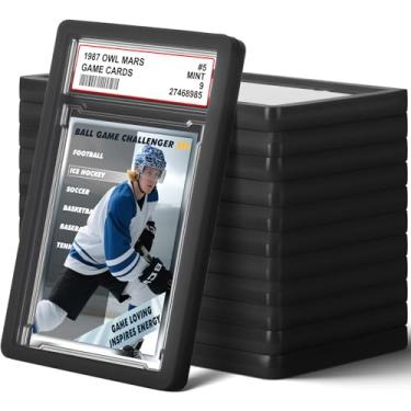 Imagem de Pacote com 12 placas de cartão classificadas com amortecedor de laje PSA, protetor de placa de TPU rígido PSA para cartas classificadas, mangas rígidas de acrílico com posição de etiqueta, proteção