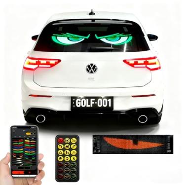 Imagem de Sinal Luminoso Dinâmico para Carro, Tela de LED Programável 17.3x7 cm para Para-brisa, Olhos de LED Animados com Controle por App para Carros, SUV e Caminhões