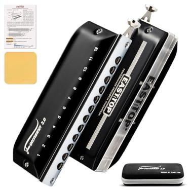 Imagem de EAST TOP Gaita cromática para órgão bucal cromático ForreRunner 2.0, 12 furos, 48 tons, chave Eb cromática, para adultos, iniciantes e estudantes
