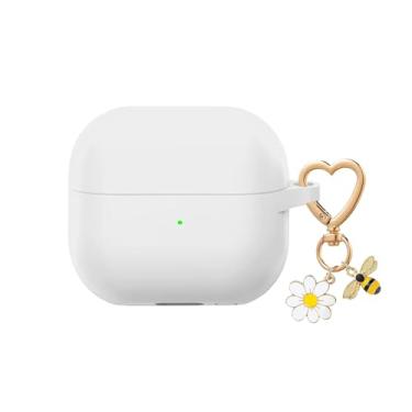 Imagem de QIMZBAAT Capa para Samsung Galaxy Buds 3 e Galaxy Buds 3 Pro e Bud 3 FE com chaveiro fofo com pingente de margarida de abelha, capa protetora de silicone macio para Samsung Galaxy Buds3 Series Capa de