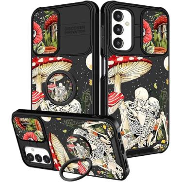 Imagem de Funermei Capa para celular Samsung Galaxy A15 5G - Capa de telefone feminina bonita estética cogumelo esqueleto design exclusivo com capa de câmera e suporte de anel Funda para Samsung A15 5G