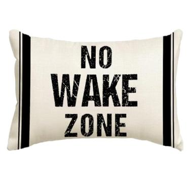 Imagem de JAERUE Capa de almofada náutica citação engraçada sem zona de despertar fronha lombar 30 x 50 cm decoração de casa do lago capa de almofada aventura costeira para varanda sofá-cama (branca/preta)