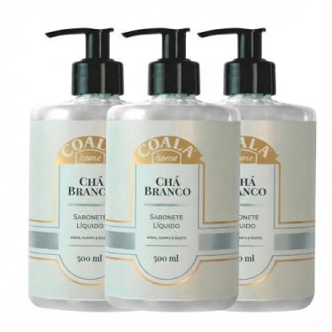 Imagem de Kit com 3 - Coala Sabonete Liquido Maos e Corpo Limpa Hidrata Perfuma 500ml Cha Branco