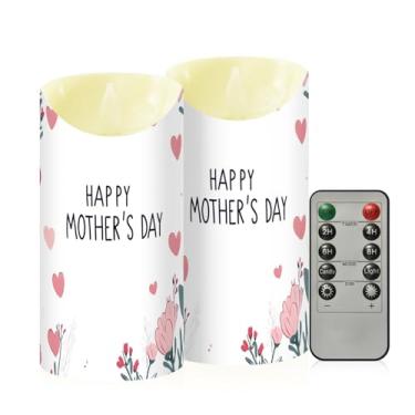 Imagem de Wassud Pacote com 2 velas sem chama de cravos e corações com controle remoto, velas realistas cintilantes com temporizador, velas decorativas para Natal, casamento, festa, decoração de casa média