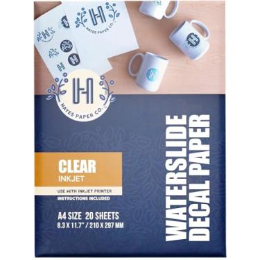 Imagem de Hayes Paper Co, toboágua Decal Paper claro para impressoras jato de tinta, tamanho A4, 20 folhas
