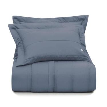 Imagem de Jogo de Colcha Queen Altenburg Cetim 300 Fios Azul