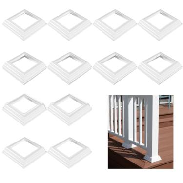 Imagem de Hapring Pacote com 10 saias de vinil, capa de base de poste 4x4 resistente a rachaduras, fácil instalação e envoltórios de coluna reutilizáveis para varanda e deck