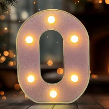 Imagem de Letreiro de LED com letra O, letreiro iluminado do alfabeto para decoração de casa, decorações de festa de casamento de aniversário - O rosa