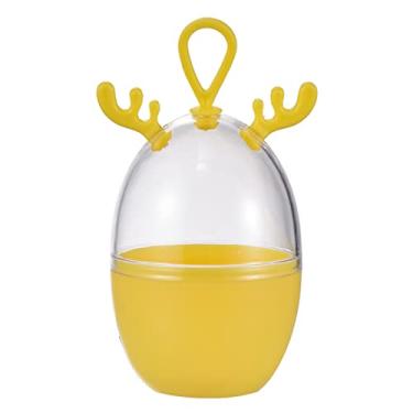 Imagem de Caixa de suporte de esponja de maquiagem em forma de desenho animado à prova de poeira beleza maquiagem estojo liquidificador com corda de pendurar amarela