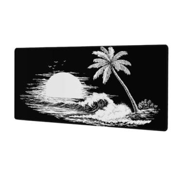 Imagem de Tapete de rato grande, areia preta, pôr do sol, à prova d'água, protetor de mesa estendido para computador, base de borracha antiderrapante para escritório, computador, teclado, laptop e mesa de casa