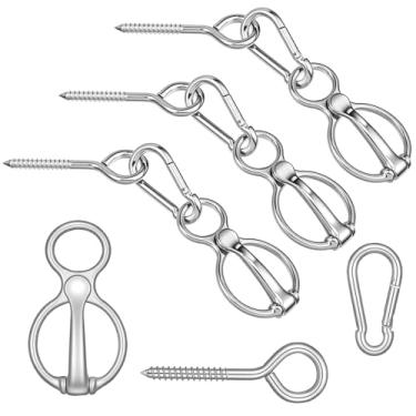 Imagem de Lemecima 3 conjuntos de anéis de gravata de cavalo com parafuso de olhal e sela de encaixe, equipamento de treinamento de aço carbono resistente - anel bloqueador seguro acessórios e suprimentos para