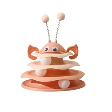 Imagem de Brinquedo interativo para gatos – Torre de Parkour com bola rolante – Estimula os instintos de caça(Laranja)