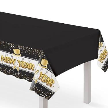 Imagem de Amscan Pop Clink Cheers Capas de mesa de plástico reutilizáveis - Pacote com 6 | Toalha de mesa perfeita para reuniões, 137 cm x 213 cm, multicoloridas