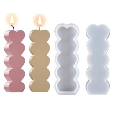 Imagem de Pacote com 2 moldes de vela de coração de dia dos namorados, molde de vela de silicone 3D DIY para materiais de artesanato, sabonete artesanal, fabricação de velas, decorações de dia dos namorados
