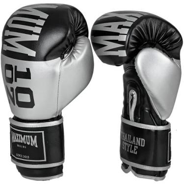 Imagem de Luva muay thai boxe kickboxing trainning preto/prata - maximum, 10oz