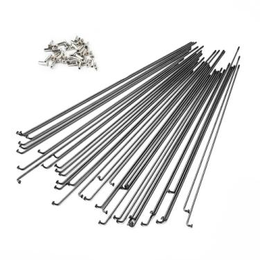Imagem de BaveL 36 unidades de raios pretos de aço para bicicleta 14G (201 mm-309 mm) com tampa de cobre, 36 peças, raios de mountain bike, para MTB, Ebike, raio de substituição/reparo de bicicletas urbanas