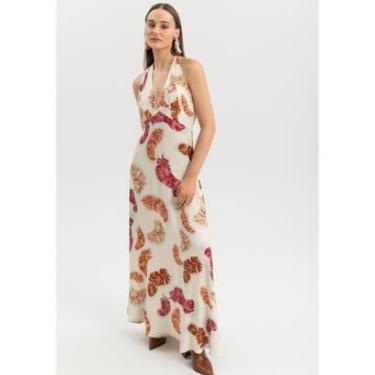 Imagem de Vestido Longo Estampado Frente Única Com Decote Em V-Feminino
