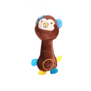 Imagem de Brinquedo de Pelúcia Mordedor Interativo para Cães Som Durável De Desenho Animado(Macaquinho Marron)