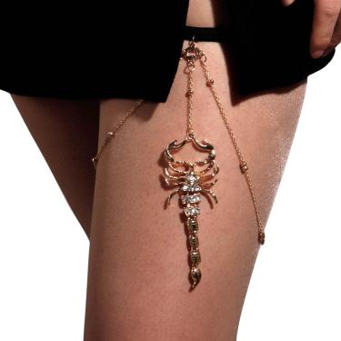 Imagem de Body Chain Corrente Coxa Strass Dourado Escorpião Feminino