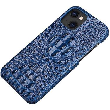 Imagem de BKUANE Capa de telefone traseira com padrão de crânio de crocodilo, para Apple iPhone 14 Plus 2022 capa respirável de couro à prova de choque [proteção de tela e câmera] (cor: azul)