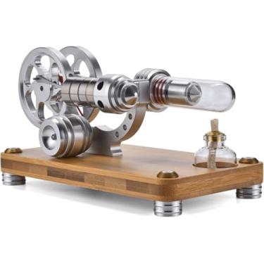 Imagem de PFCKE Hot Air Stirling Engine Motor Education Model Toy Electricity Power Generator LED Lights Kit,Class Teaching Stirling Engine Kit, Desktop Educational Toy Gift, M14-03DJ Model Set