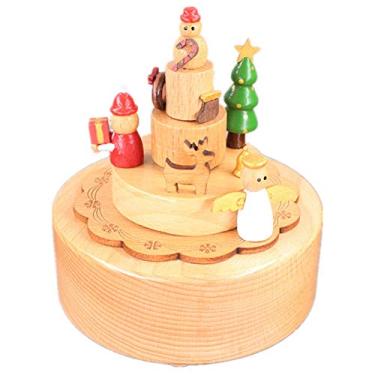 Imagem de pcagfaajmh Caixa de música colecionável caixa de música de madeira sonhadora presente de aniversário para meninas e mulheres (cor: Cor da imagem Tamanho: 11 x 11 x 15 cm)