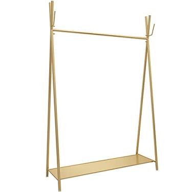 Imagem de 5sssallefaa Rack de exibição de roupas independentes para uso pesado com prateleira inferior cabideiro de metal para quarto dourado 150 x 40 x 165 cm