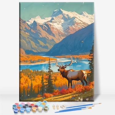 Imagem de HUINORYA Matanuska Glacier Alaska Tela emoldurada DIY Kit de pintura por números bar café caverna sala de casa parede banheiro varanda pátio decoração presente, 40,6 x 30,5 cm