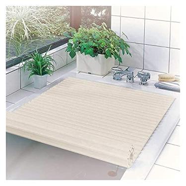 Imagem de KEKEYANG Capa de banheira capa de banheira placa à prova de poeira capa de isolamento de banheira dobrável suporte de PVC bandeja de banheira prateleira de banheiro capa de banheira dobrável em PVC