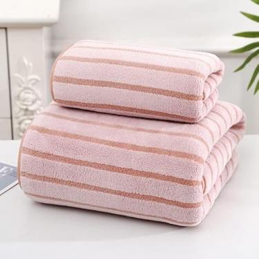 Imagem de pcagfaajmh Toalha de banho grande 70 x 140 toalha de rosto macia suave casa de banho mulheres adultas presente conjunto de toalhas 2 peças (cor: D, tamanho: 35 x 75 cm + 70 x 140 cm)