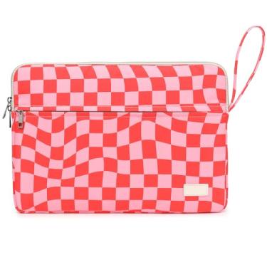 Imagem de Capa para laptop xadrez rosa com bolso para MacBook Pro 16 e 16 polegadas HP Lenovo Dell ASUS Acer Notebook