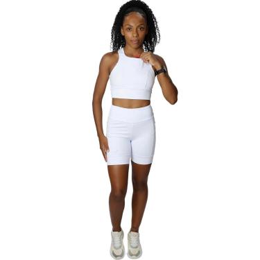 Imagem de Top Feminino Indrills Fitness Com Compressão e Bolso Para Corrida ou Treino Academia Branco-Feminino