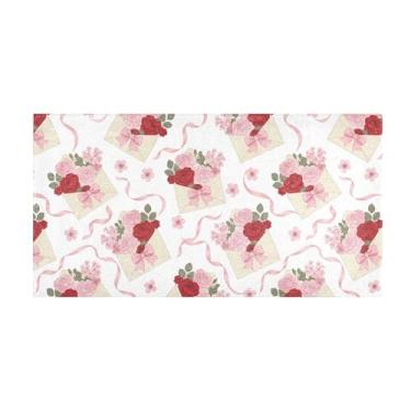 Imagem de Burbuja Tapete de corredor com letras de amor, tapete de cozinha antiderrapante, suporte de borracha para corredor, quarto, sala de estar, decoração de entrada, lavável na máquina, 51 x 99 cm