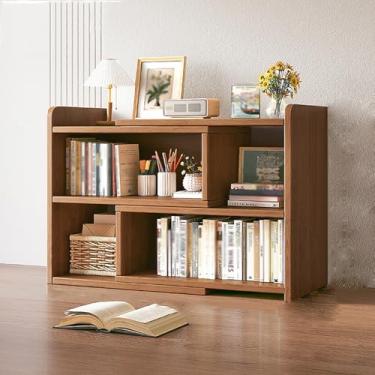 Imagem de Estante de mesa retrátil, estante de mesa de dormitório, estante de mesa, rack de armazenamento de madeira para desktop, cabana de mesa, dormitório, organizador de estante de madeira, armazenamento de