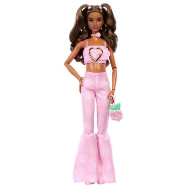 Imagem de Boneca Fashion Barbie Deluxe Style #12 com Roupa Jeans Rosa