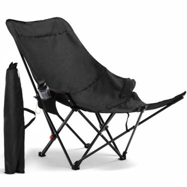 Imagem de Karenhi Cadeira de rede portátil com apoio para os pés, cadeira de acampamento reclinável com encosto ajustável em 4 posições, suporta 150 kg, lounge dobrável com bolsa de armazenamento para