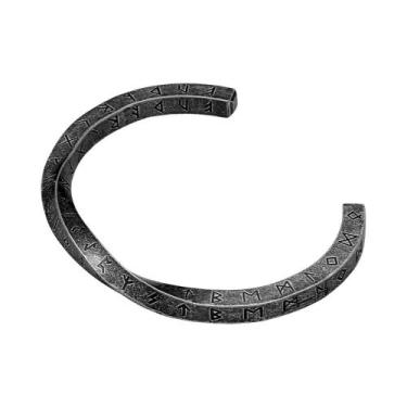 Imagem de Pulseira De Aço Inoxidável Unissex Vintage Punk Com Runas Nórdicas Vik