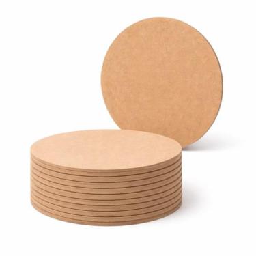 Imagem de Kit 10 Unidades Sousplat Bolacha Mdf Cru 35cm Base Madeira - Moveis C.