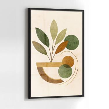 Imagem de Quadro com Moldura e Acrilico Cristal Vidro Arte Planta para Sala, Qua