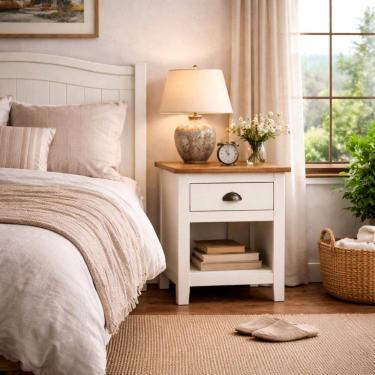 Imagem de Mesa de Cabeceira Madeira Maciça Boho Rústica Mesinha Quarto