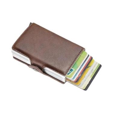 Imagem de Carteira Minimalista De Metal Para Homens Com Bloqueio RFID Em Fibra D