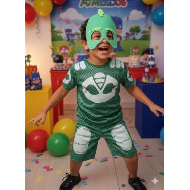 Imagem de Fantasia Lagartixo PJ Masks para Meninos - Inclui Máscara - no-brand, 