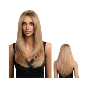 Imagem de Peruca Sintética Longa E Lisa Loira De Alta Densidade Para Mulheres, U