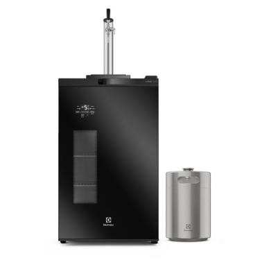 Imagem de Cervejeira Home Bar Electrolux Frost Free 100L com Torre de Chopp e Porta de Vidro  Preta e Barril Mini Keg 5L