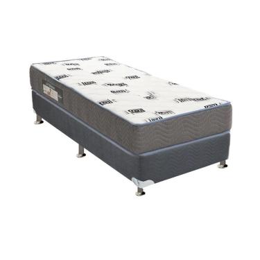 Imagem de Cama Box Solteiro: Colchão Espuma Ortobom D33 Light + Base Crc Camurça Gray(88x188)