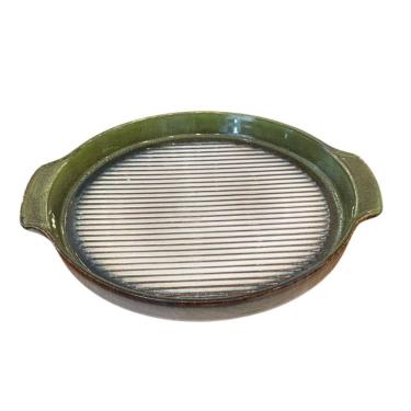 Imagem de Travessa Redonda De Cerâmica 1l 31,5x28x3,8cm Verde Full Fit