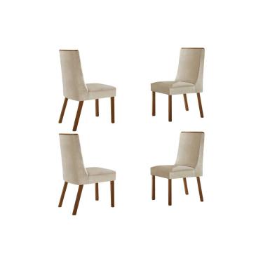 Imagem de Cadeira de Cozinha Dakota Kit 4 Un Naturalle/Suede Creme - Rufato